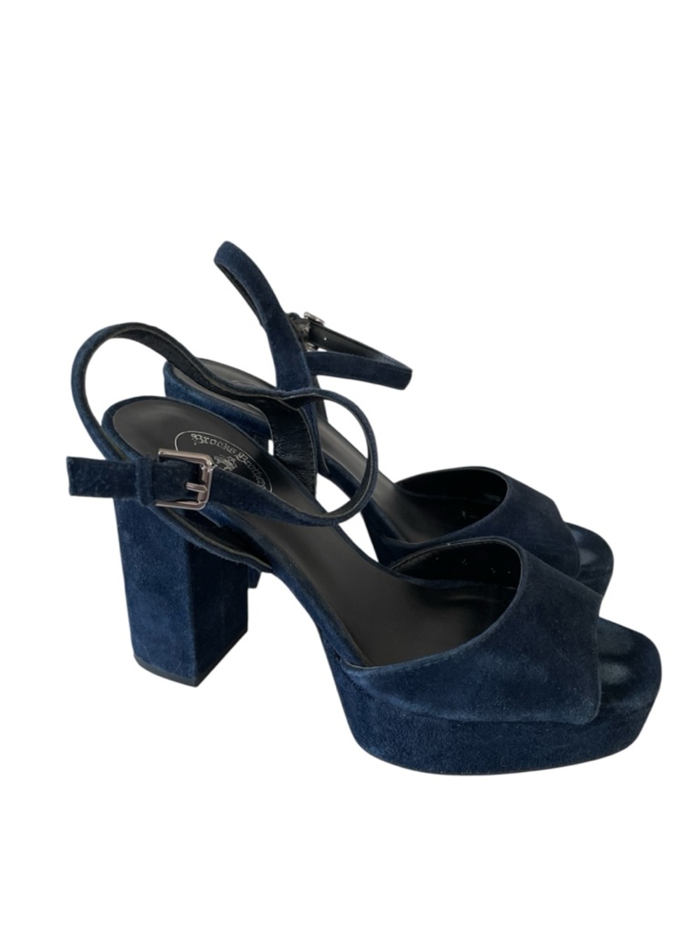 Brooks Brothers Blue Velvet Platform Heels Size 7